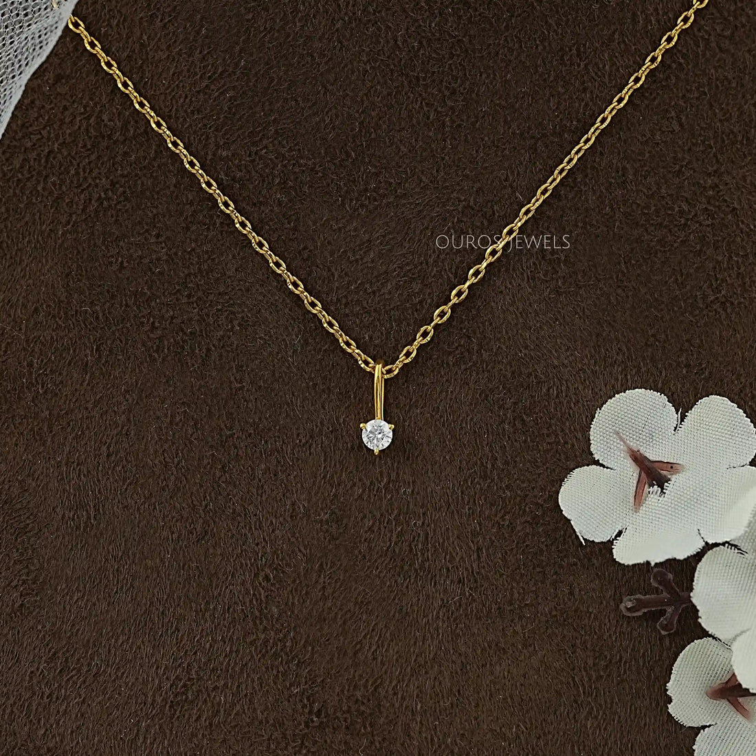 Lab Grown Round Diamond Solitaire Pendant Necklaces