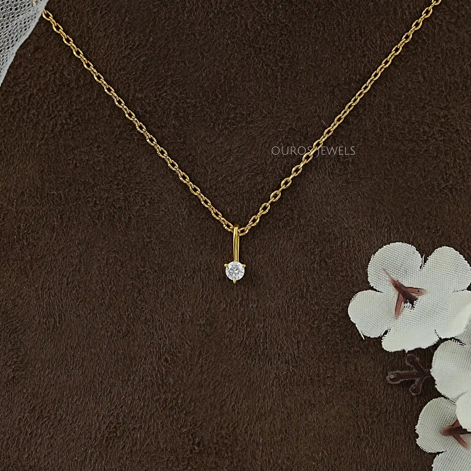Lab Grown Round Diamond Solitaire Pendant Necklaces