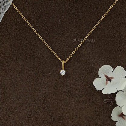 Lab Grown Round Diamond Solitaire Pendant Necklaces