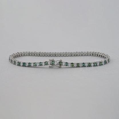 Green Oval Cut Lab Diamond Tennis Bracelet
