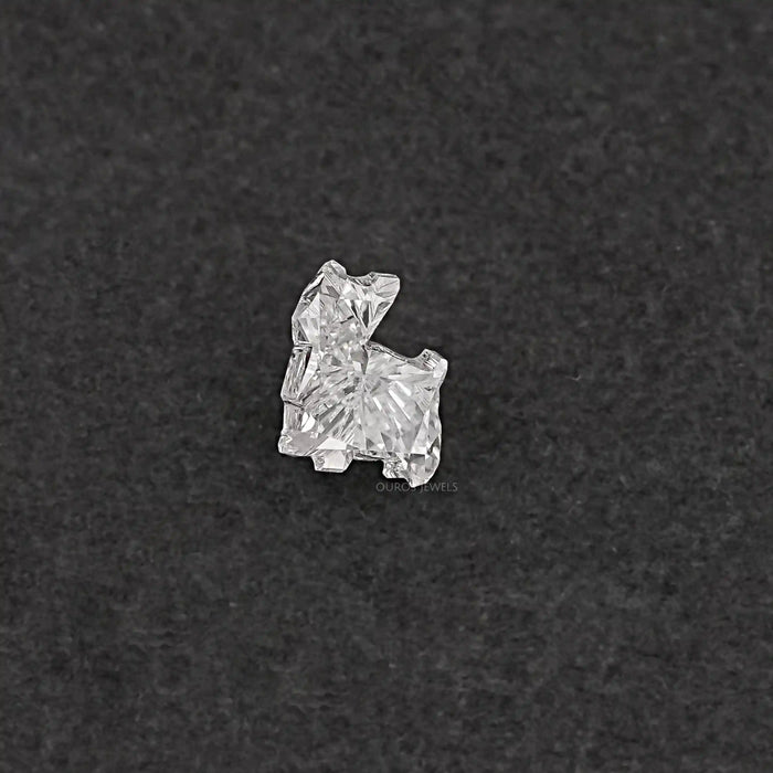 lab grown yorkie cut diamond on black background