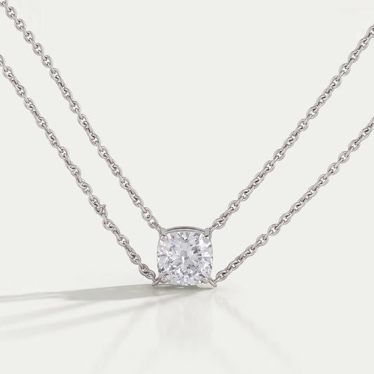 Cushion Cut Lab Diamond Dual Layer Chain Necklace for Women Necklaces