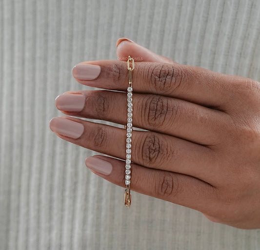 Round Cut Lab Grown Diamond Link Bar Bracelet Bracelet