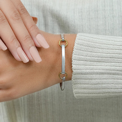 White Gold Linked Bangle Bracelet