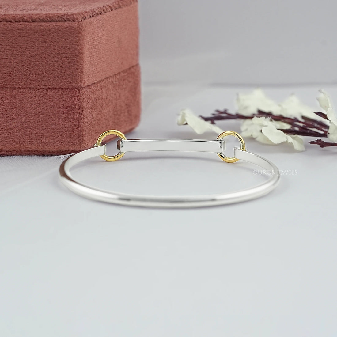 White Gold Linked Bangle Bracelet