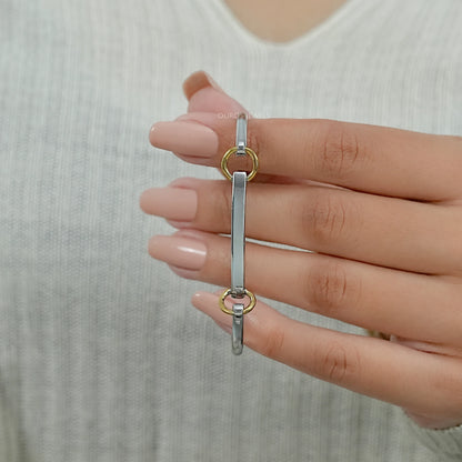 White Gold Linked Bangle Bracelet