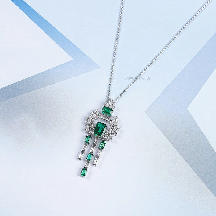 Cluster Diamond And Gemstone Pendant