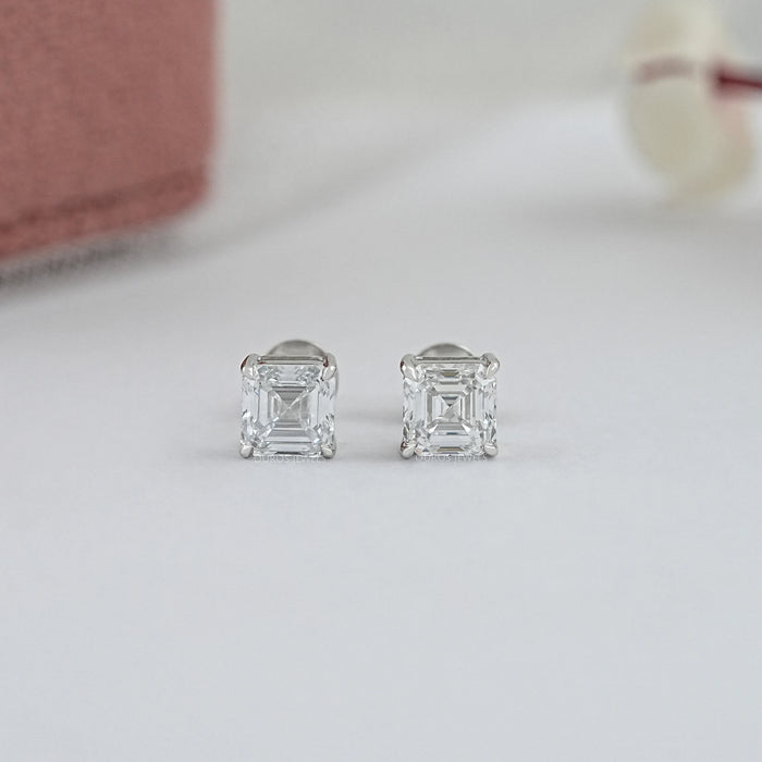 Asscher Cut Diamond Stud Earrings