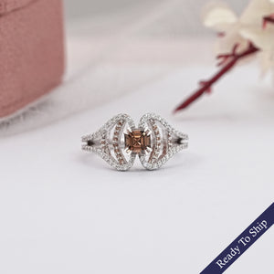 Asscher Cut Chocolate Diamond Ring