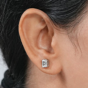 Emerald Cut Lab Diamond Stud Earrings