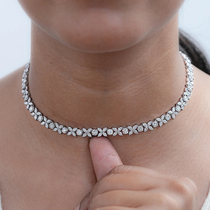 Marquise & Round Cut Diamond Choker Necklace