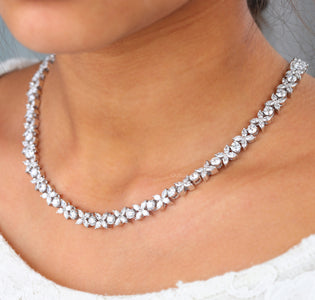 marquise and round diamond choker necklace