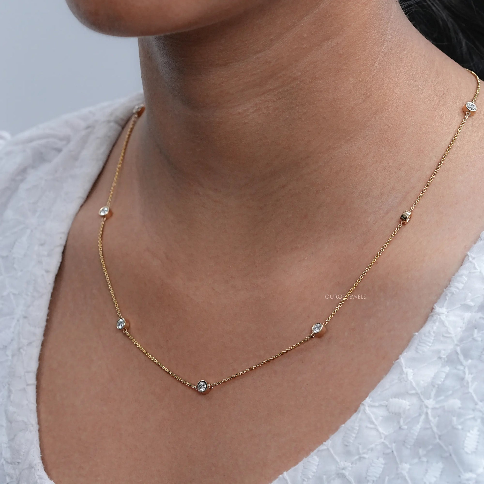 Round Lab Diamond By Yard Necklace Necklaces