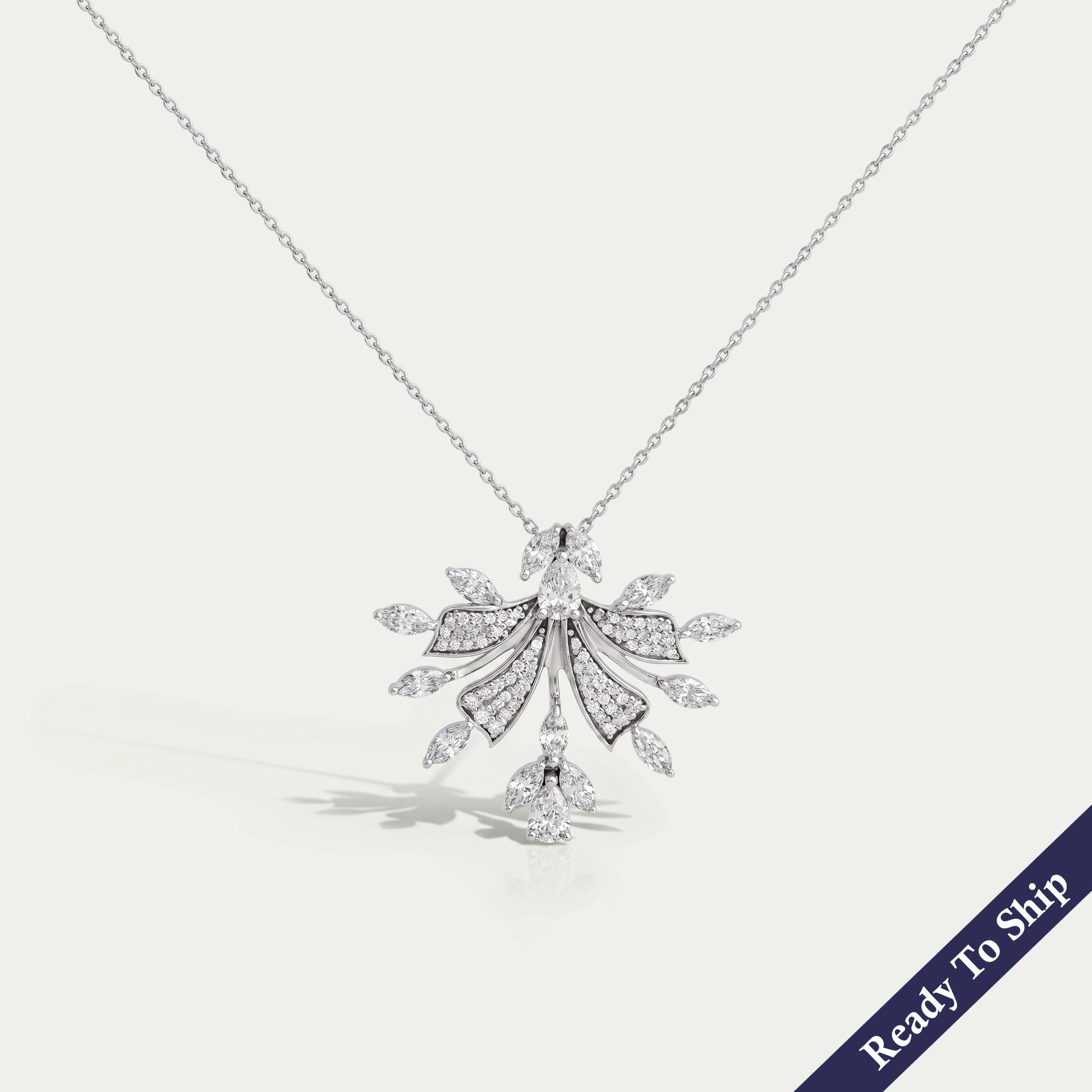 Marquise And Round Cut Cluster Diamond Pendant