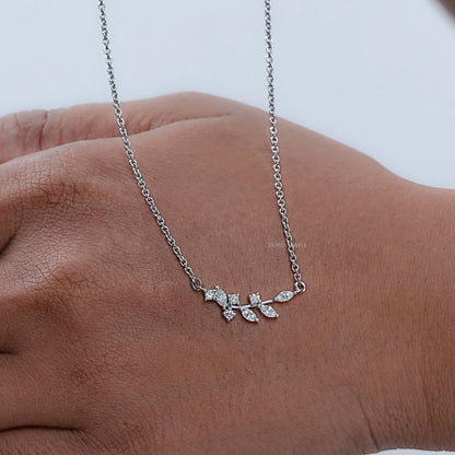 Marquise Cut Lab Diamond Leaf Pendant Necklaces