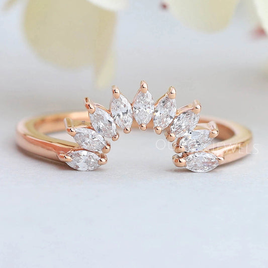 Marquise Diamond Curved Matching Wedding Band