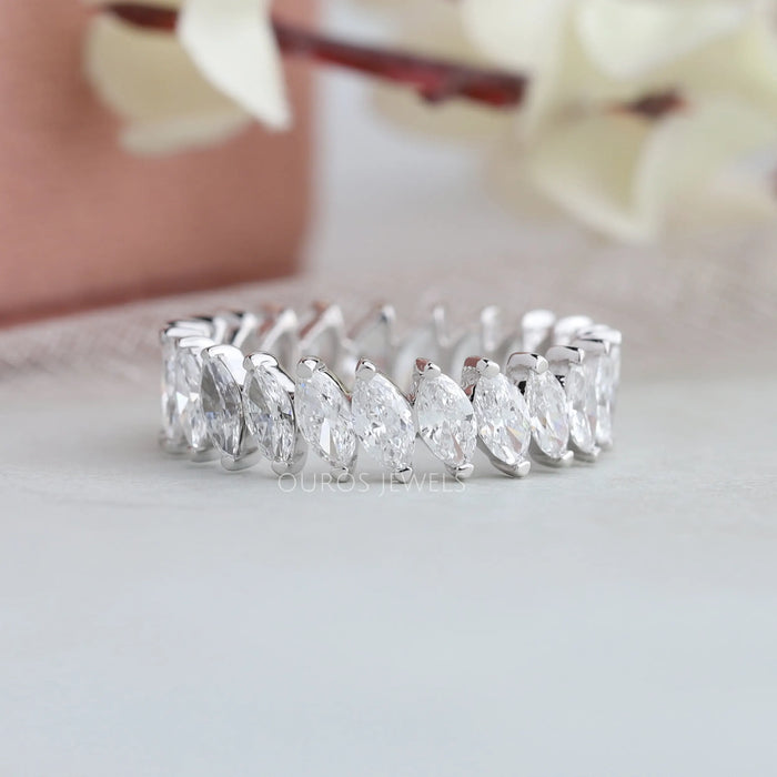 Marquise Cut Lab Grown Diamond  Eternity Wedding Band