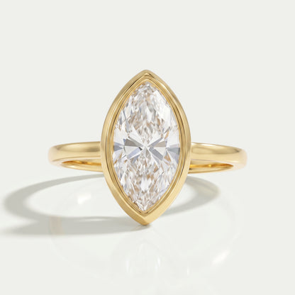 Marquise Lab Diamond Bezel Set Engagement Ring Rings