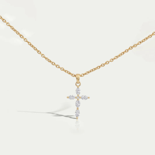 Marquise Cut Lab Grown Diamond Cross Pendant Necklaces