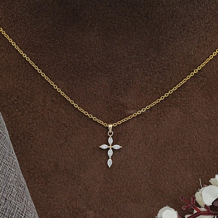 Marquise Cut Lab Grown Diamond Cross Pendant