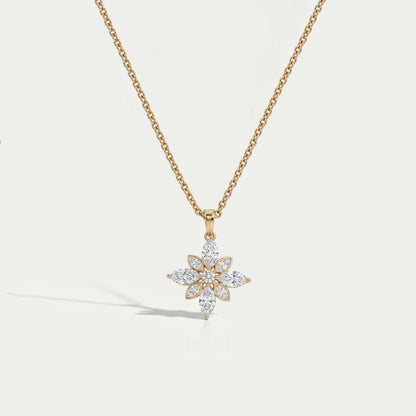 Marquise Cut Bezel Set Cluster Diamond Pendant Necklaces