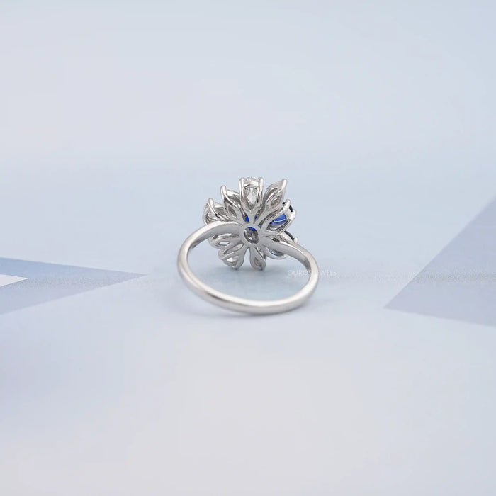 Sapphire Oval Gemstone Cluster Engagement Ring