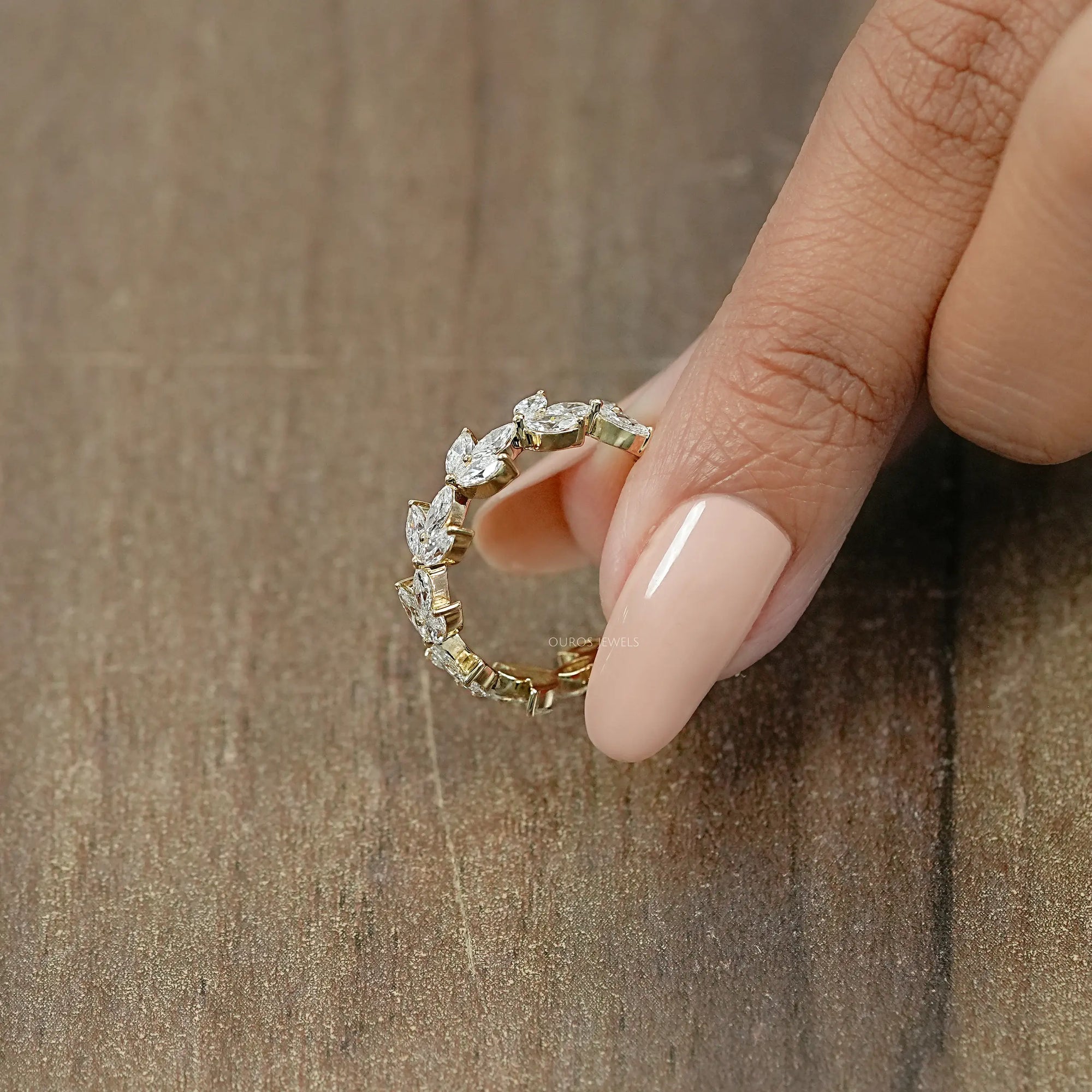 Marquise Diamond Leaf Pattern Eternity Band