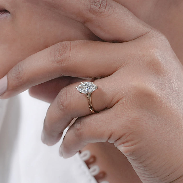 Six Prong Marquise Lab Diamond Solitaire Engagement Ring