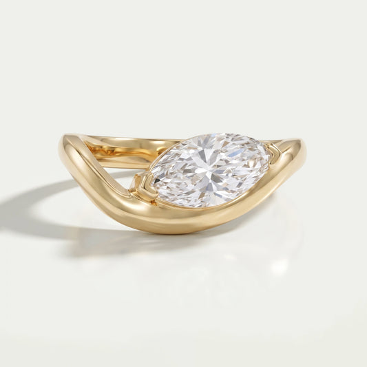 Wave Marquise Cut Lab Diamond Engagement Ring Ring