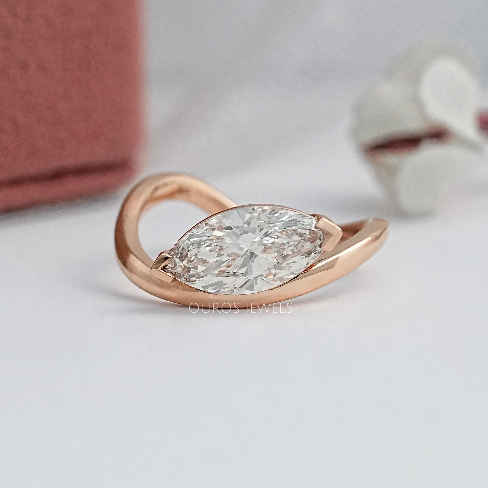 Lab Diamond Sculpted Wave Solitaire Ring Ring