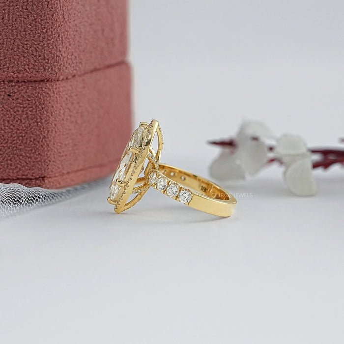 Marquise Diamond Hidden Halo Accent Diamond Ring