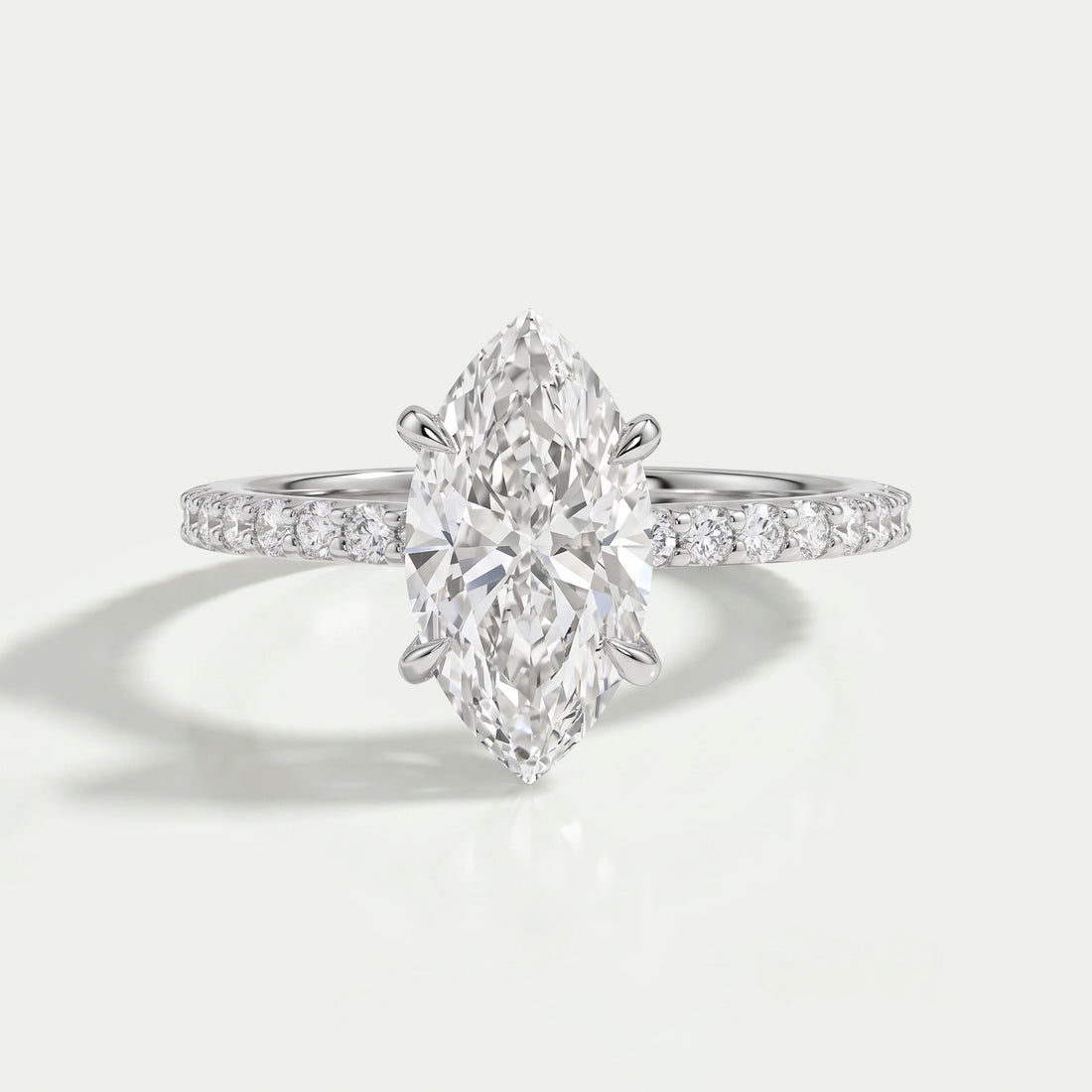 Marquise Cut Lab Grown Diamond Solitaire Accent Ring Ring