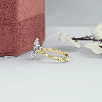 Marquise Lab Diamond Engraving Ring Ring