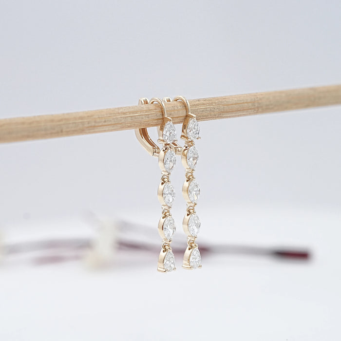 Pear And Marquise Cut Diamond Drop Dangle Earrings