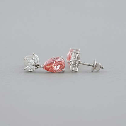 Fancy Pink Pear And Marquise Diamond Drop Earrings Earrings