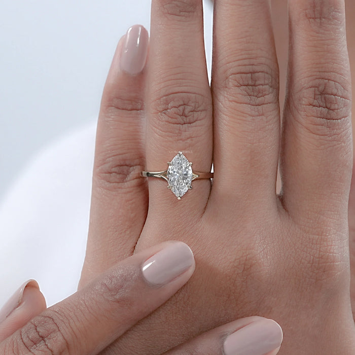 Six Prong Marquise Lab Diamond Solitaire Engagement Ring