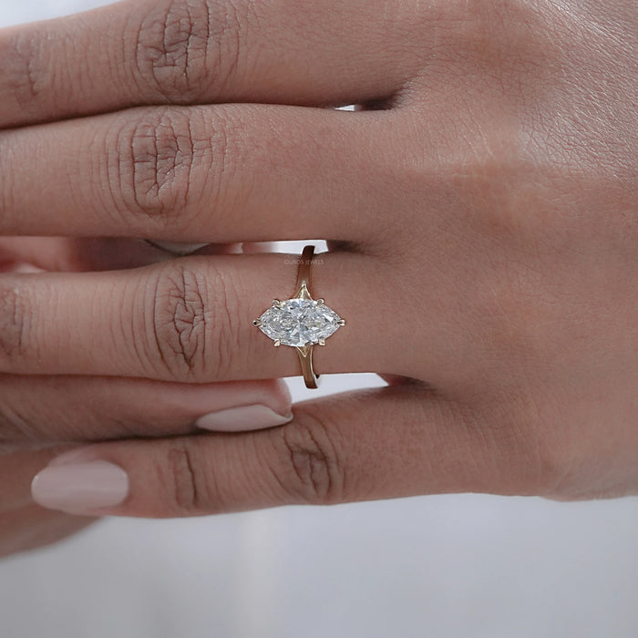 Six Prong Marquise Lab Diamond Solitaire Engagement Ring