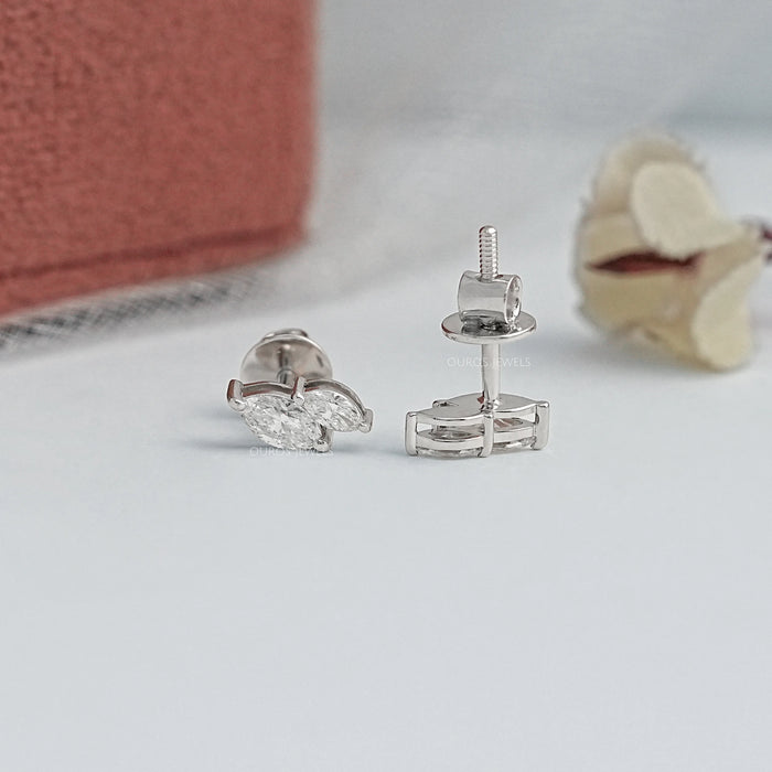 Two Stone Marquise Lab Diamond Stud