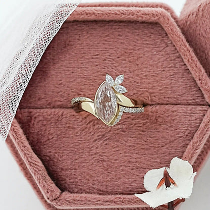 Fancy Vivid Pink Marquise Diamond Accent Bypass Ring Ring