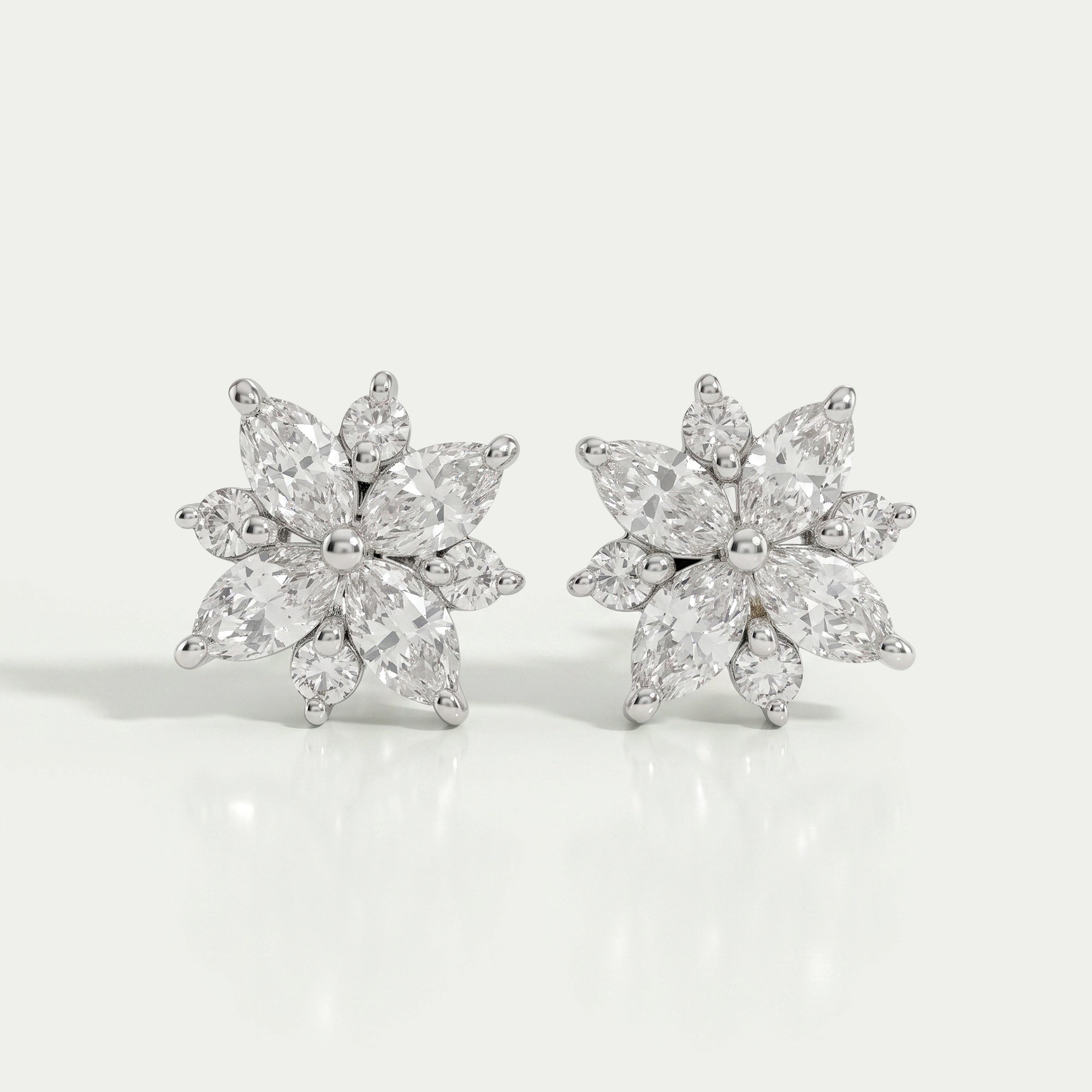 Cluster Diamond Marquise Stud Gold Earrings Earring