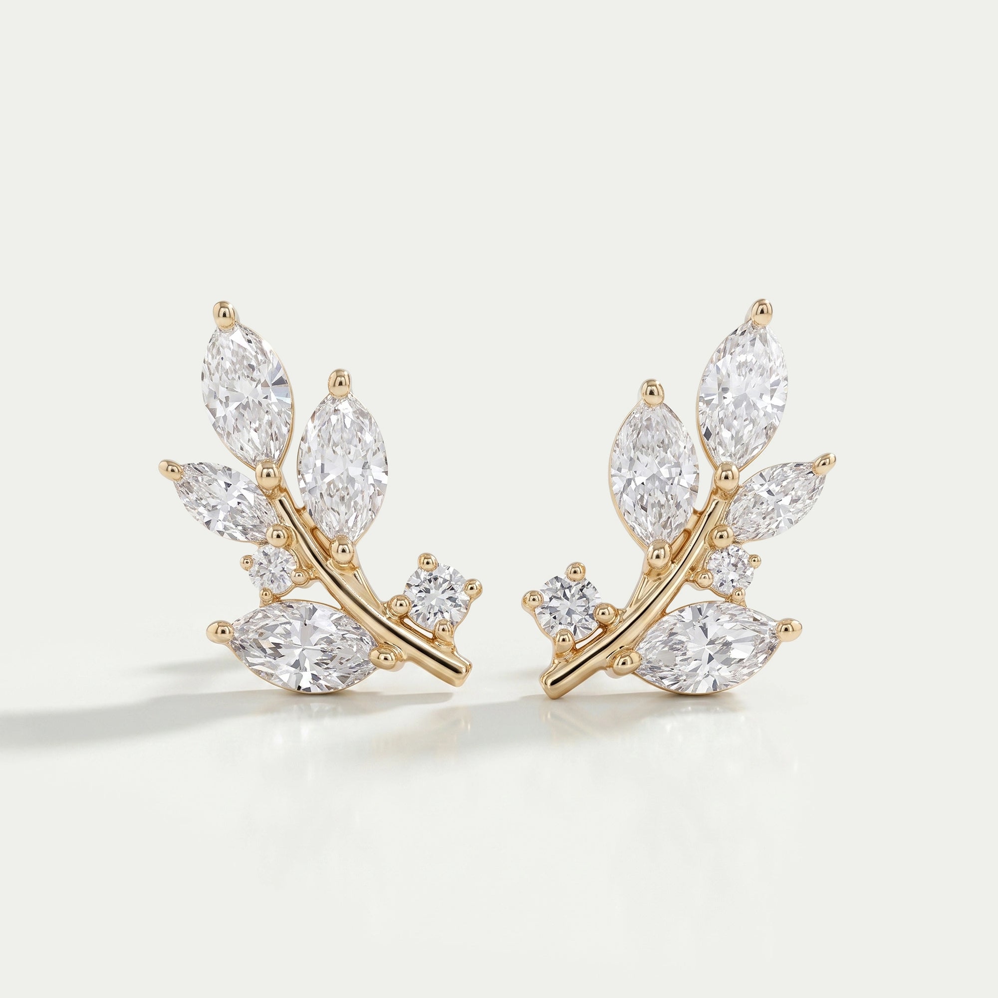 Marquise And Round Lab Diamond Leaf Earrings Earrings