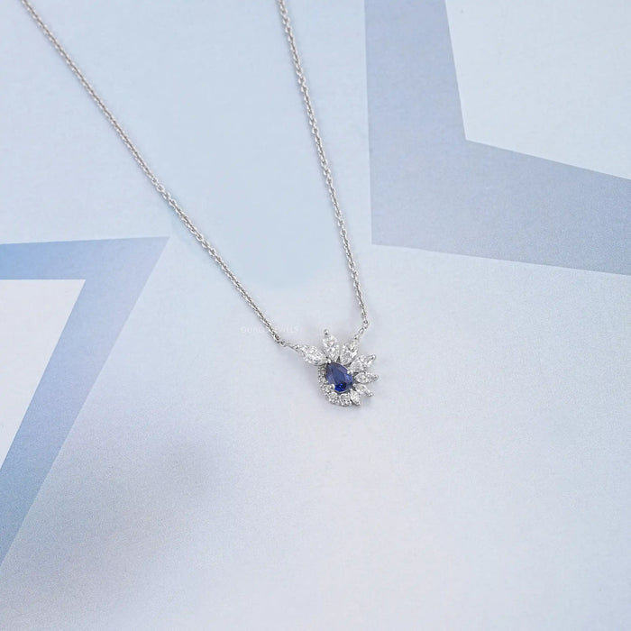 Sapphire Pear And Marquise Floral Cluster Pendant