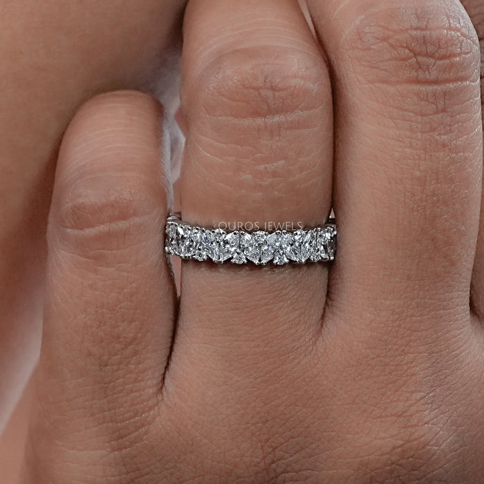 Marquise And Round Diamond Eternity Wedding Band