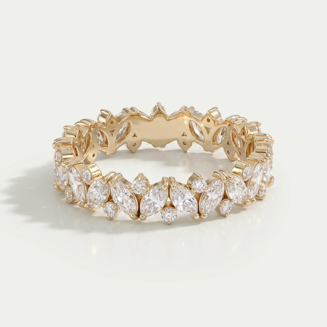 Marquise And Round Diamond Eternity Wedding Band