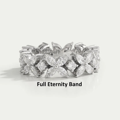 Marquise And Round Diamond Flower Wedding Band