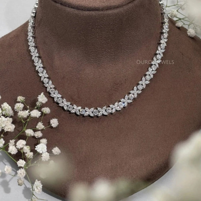 Marquise & Round Cut Diamond Choker Necklace