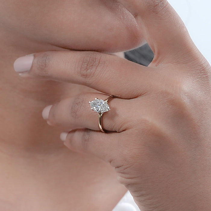 Six Prong Marquise Lab Diamond Solitaire Engagement Ring