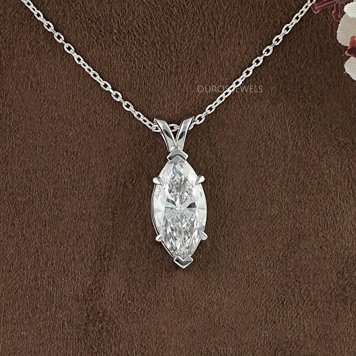 Marquise Lab Diamond Solitaire Bail Pendant