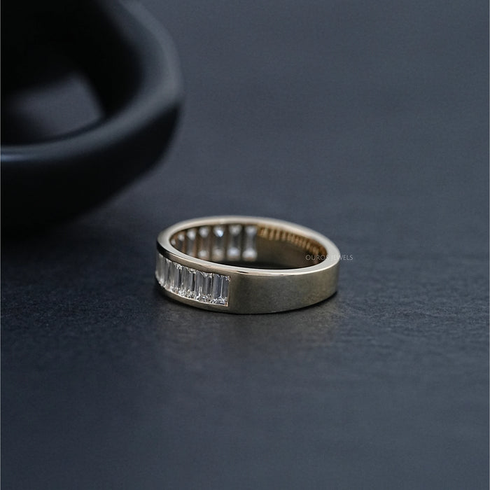 Baguette Diamond Mens Wedding Band