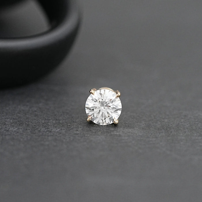 Round Cut Solitaire Stud Earrings For Men